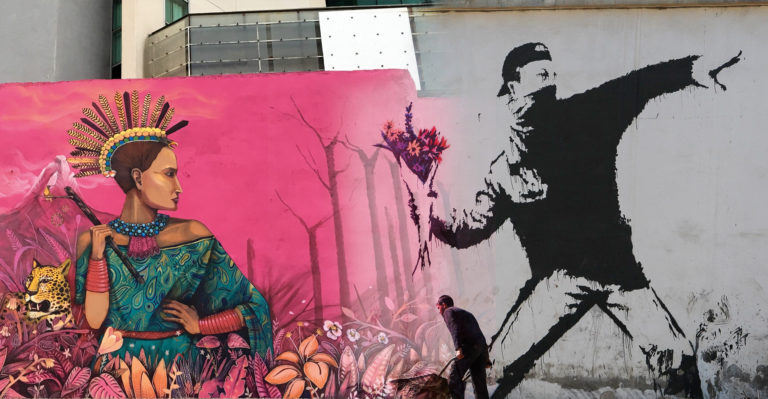 Bansky, Saner y el arte en aerosol